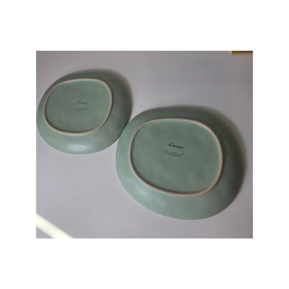 IN HOMESTYLEZ Light Green RABBIT Oblong Small 8.5" Salad Serving Plate Set of 2 - Picture 4 of 5